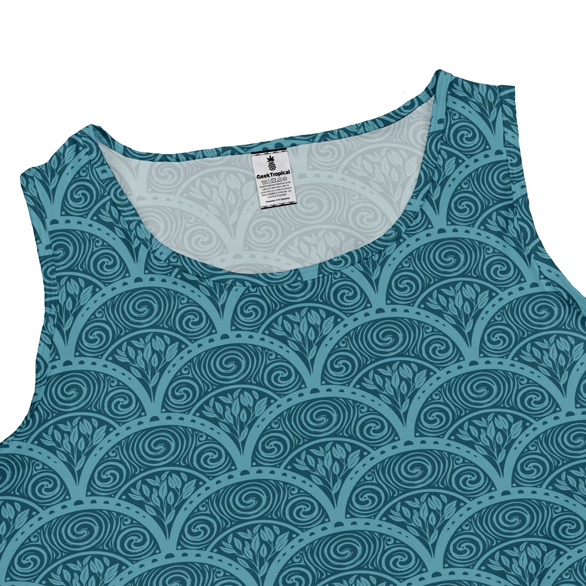 Moonlit Scallop Nouveau Teal Sleeveless Dress close front