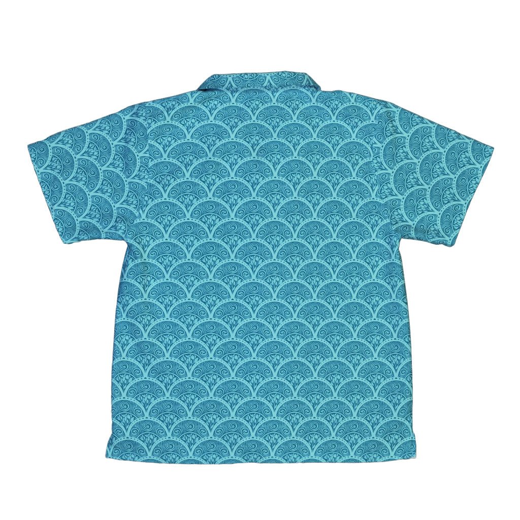Moonlit Scallop Nouveau Teal Youth Hawaiian Shirt 2