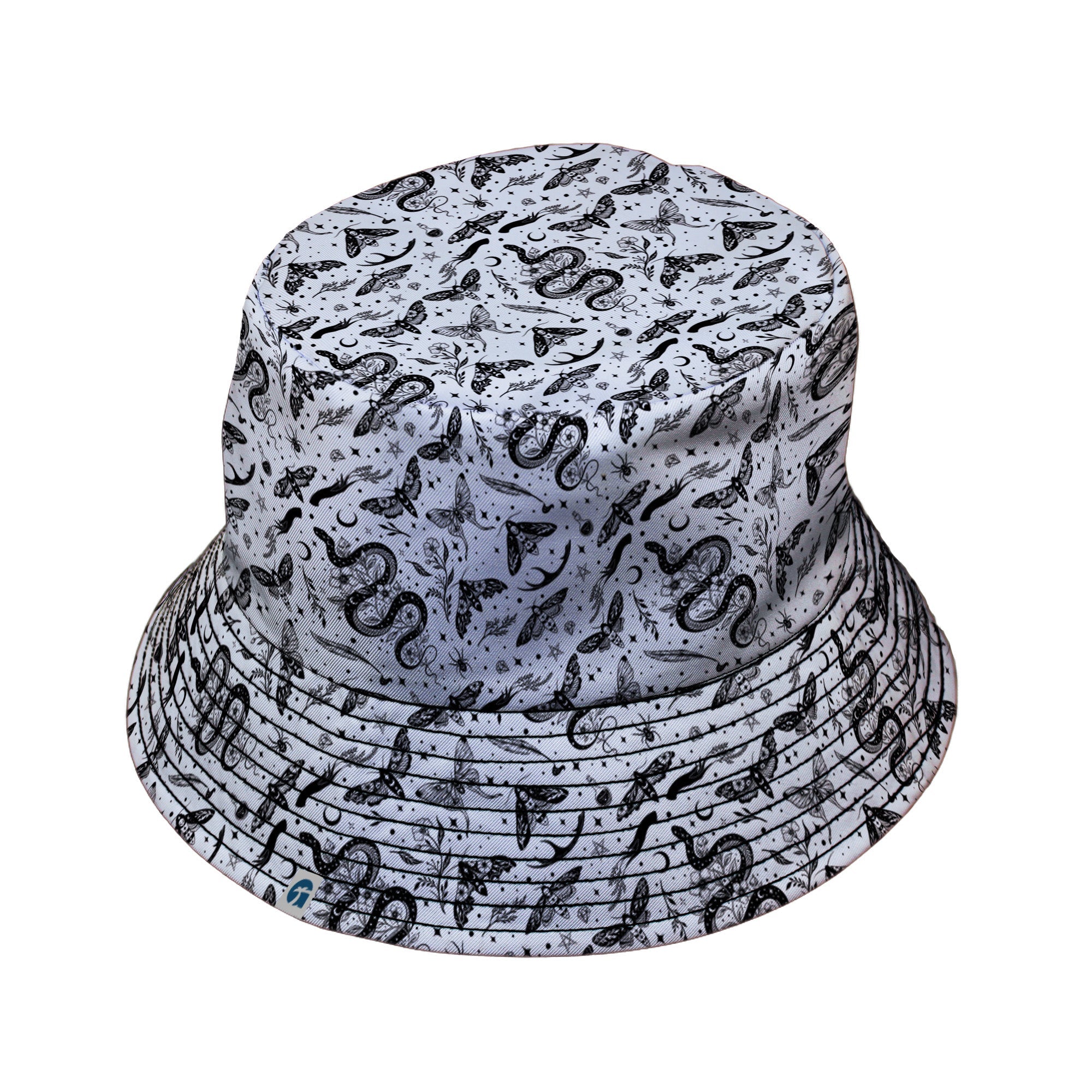 Moonlit Serpent Bucket Hat Black Stitching