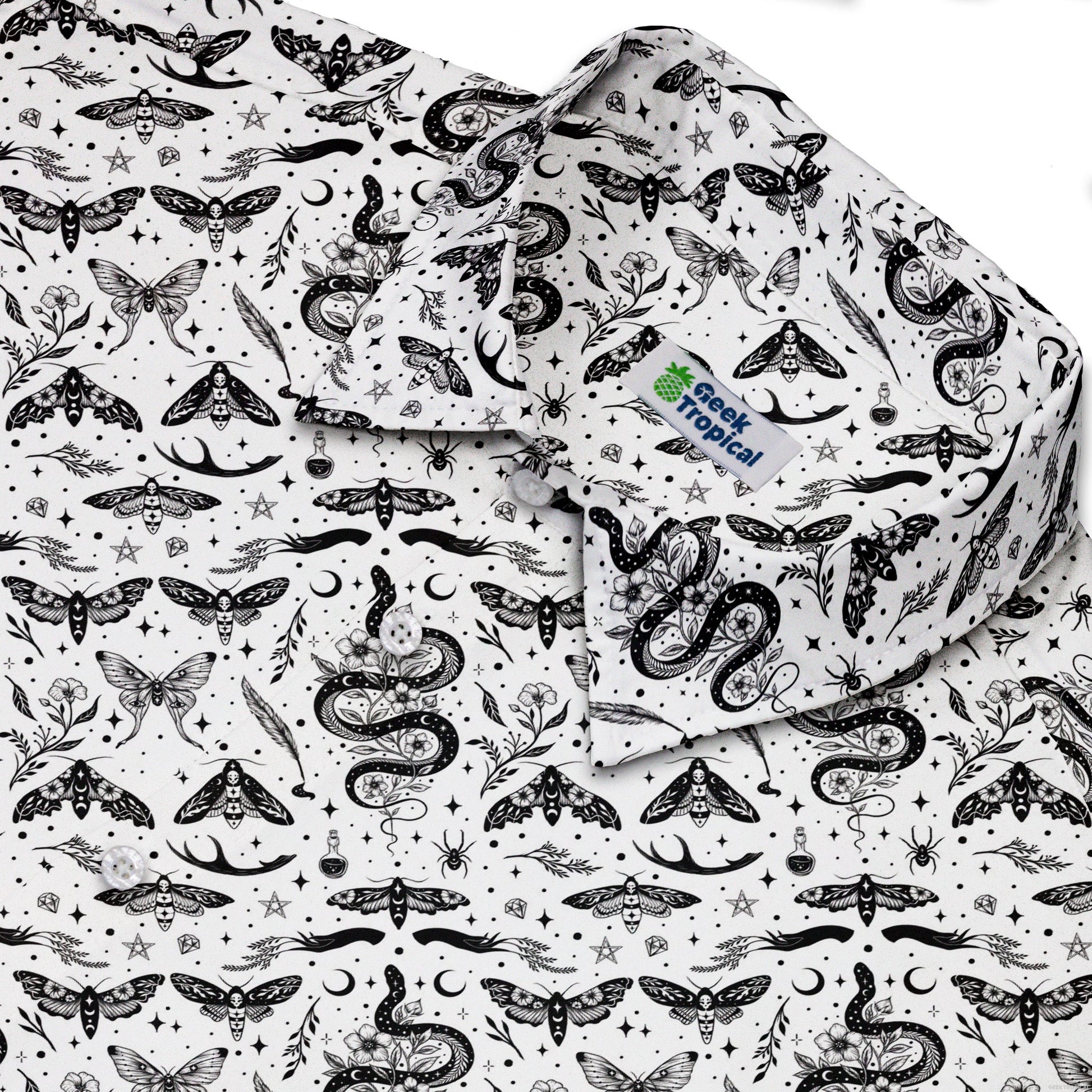Moonlit Serpent Button Up Shirt Neck