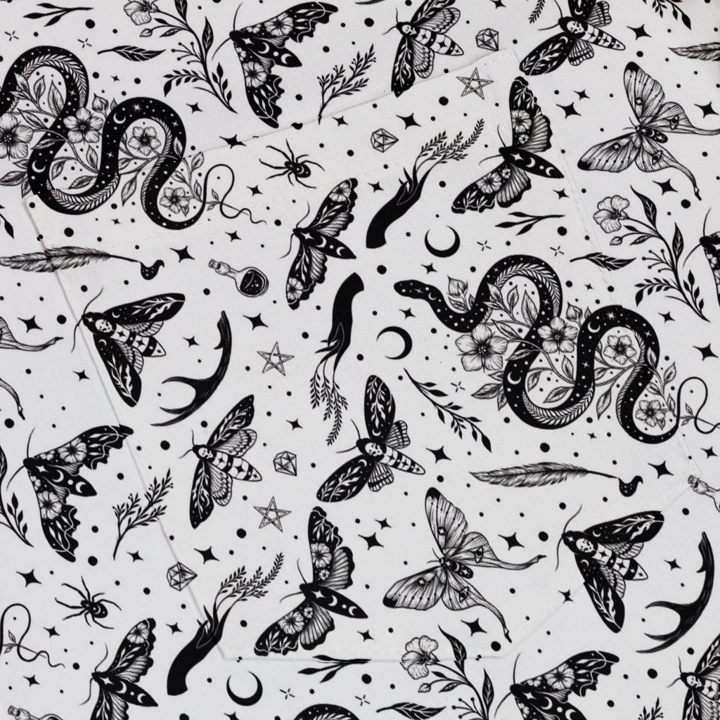 Moonlit Serpent Button Up Shirt Pocket