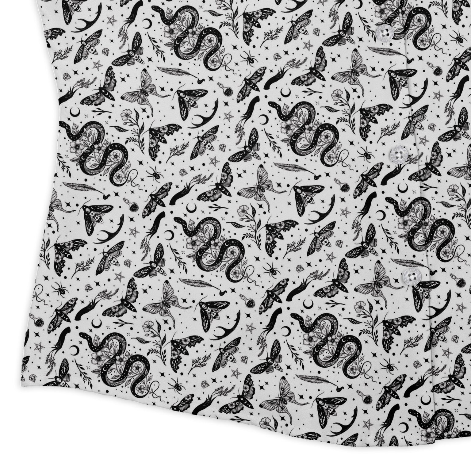 Moonlit Serpent Curvy Button Up Shirt womens corner