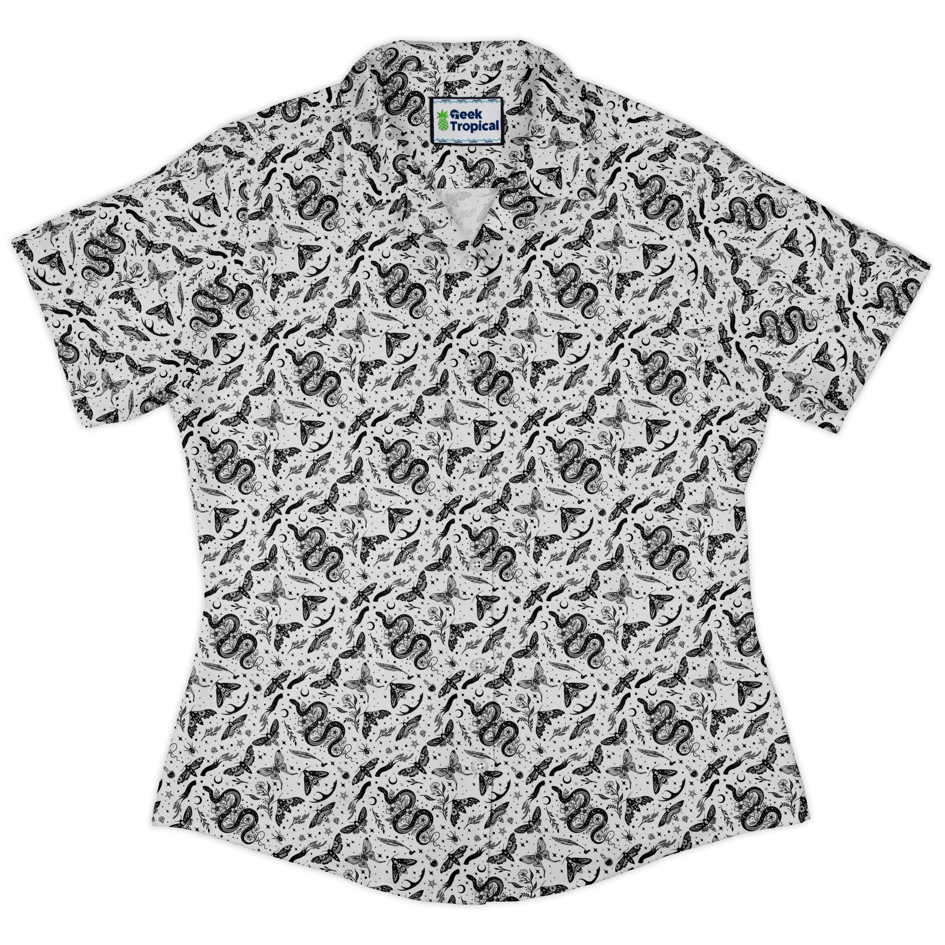 Moonlit Serpent Curvy Button Up Shirt womens front
