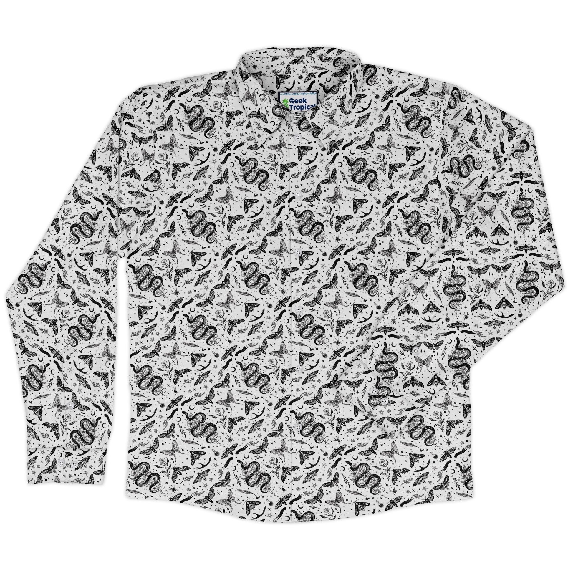 Moonlit Serpent Long Sleeve Button Up Shirt front