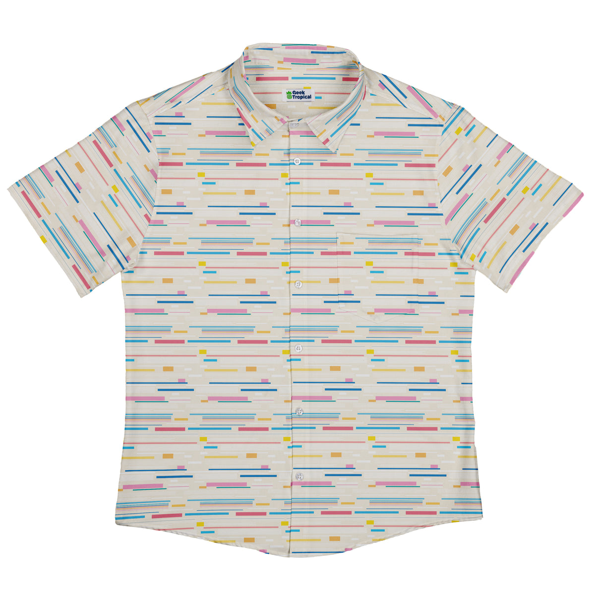 Morse Code Pastel Button Up Shirt Flat Front