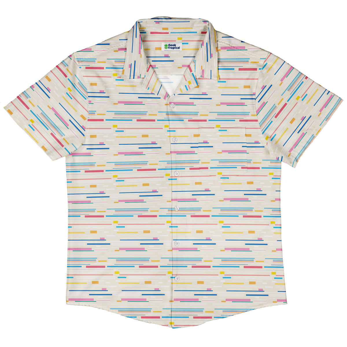 Morse Code Pastel Button Up Shirt Hawaiian Front