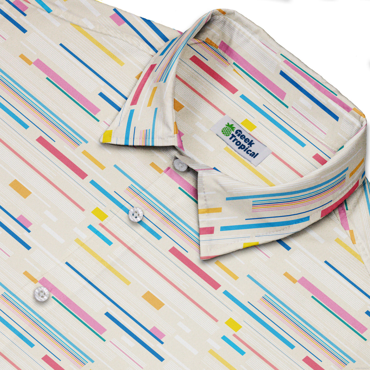 Morse Code Pastel Button Up Shirt Neck