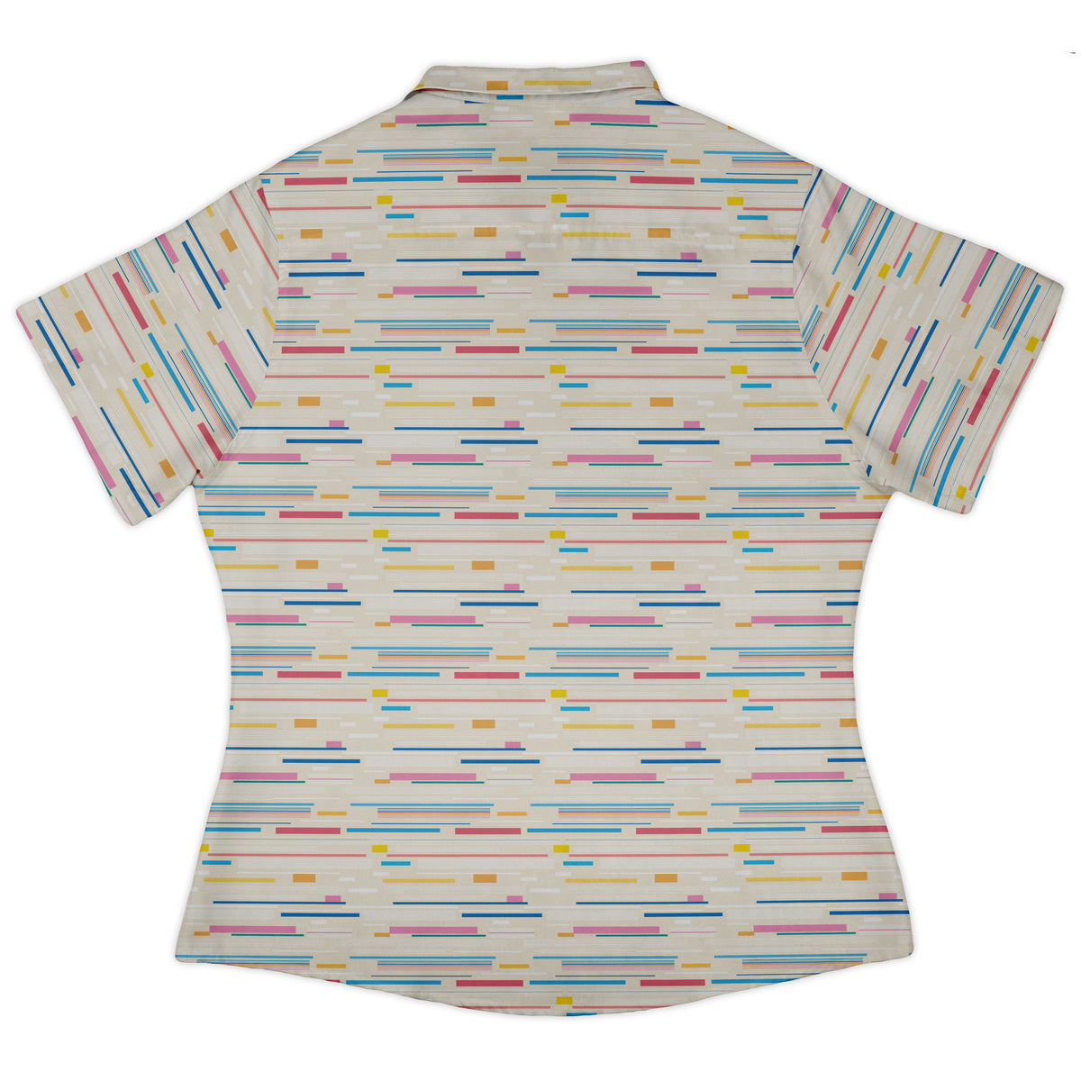 Morse Code Pastel Curvy Button Up Shirt womens back
