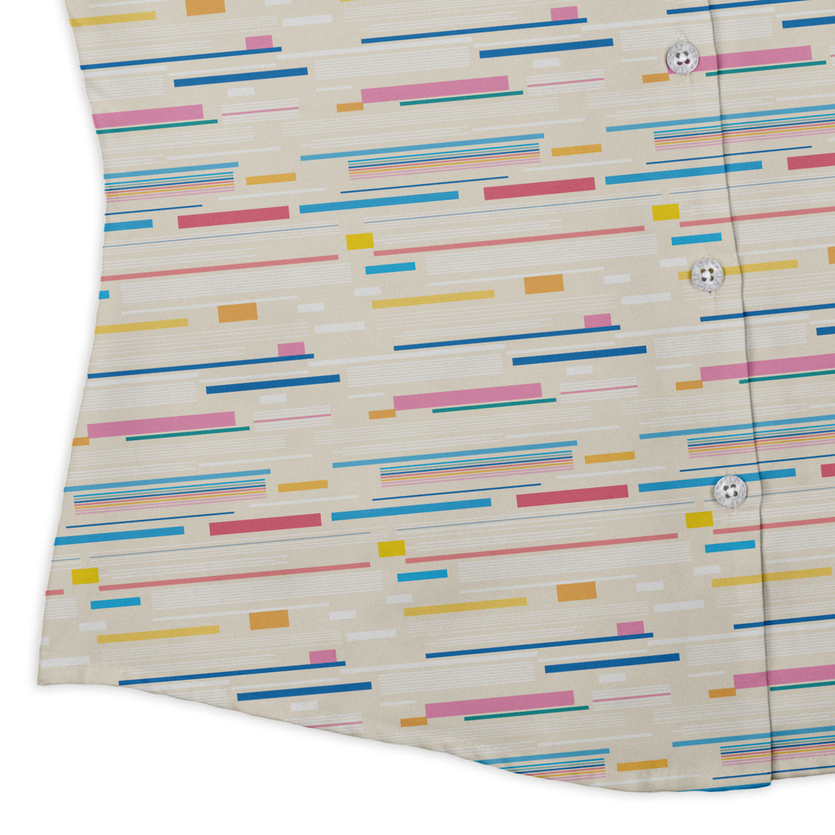 Morse Code Pastel Curvy Button Up Shirt womens corner