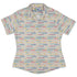 Morse Code Pastel Curvy Button Up Shirt womens front
