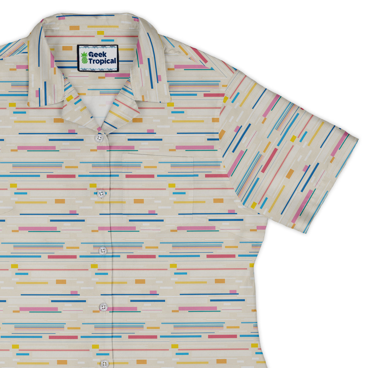 Morse Code Pastel Curvy Button Up Shirt womens top right