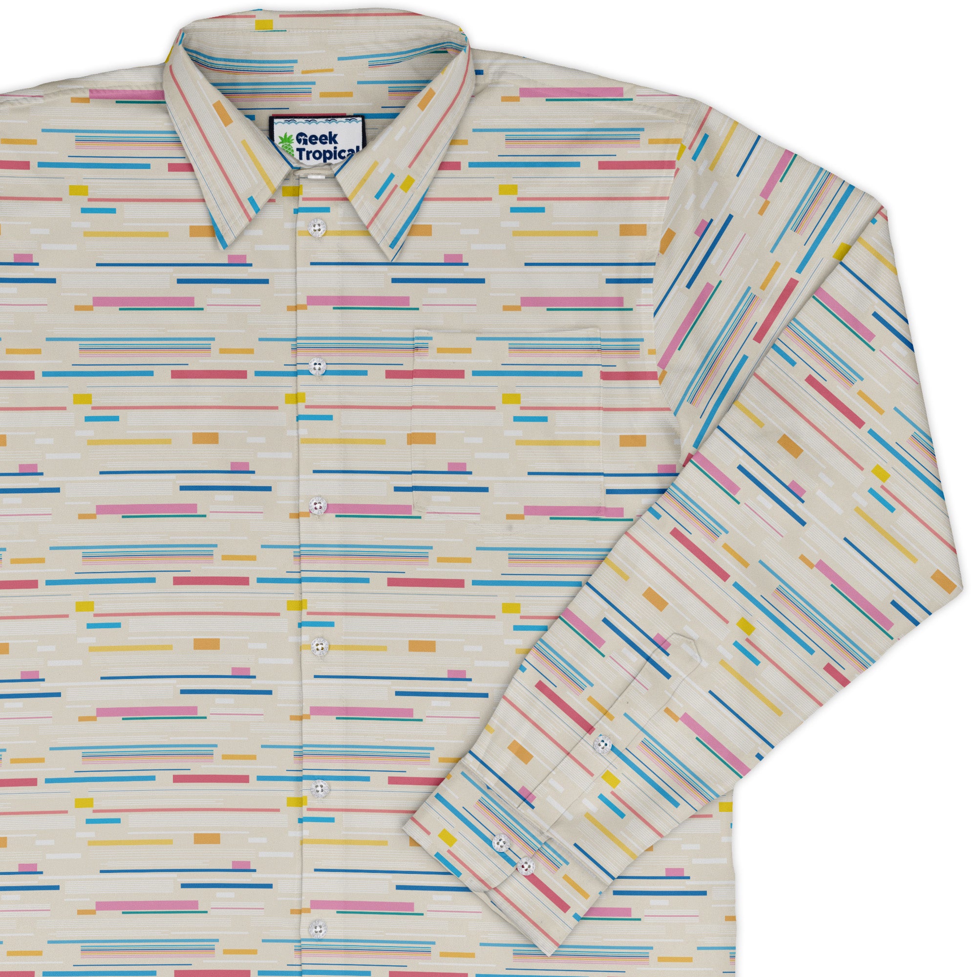 Morse Code Pastel Long Sleeve Button Up Shirt cover