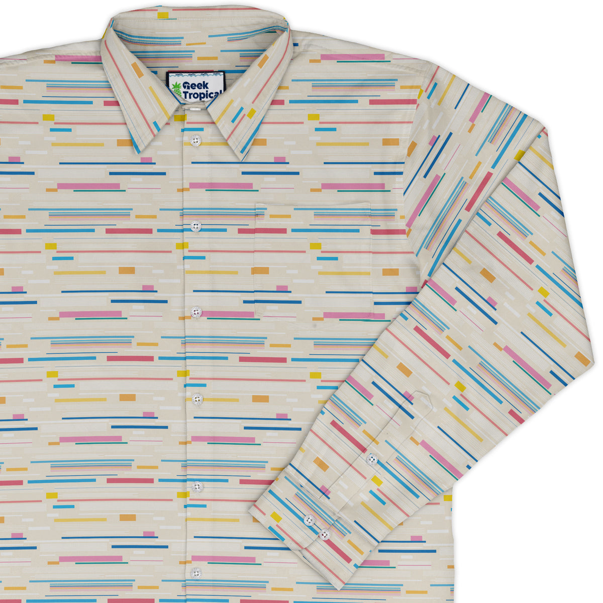 Morse Code Pastel Long Sleeve Button Up Shirt cover