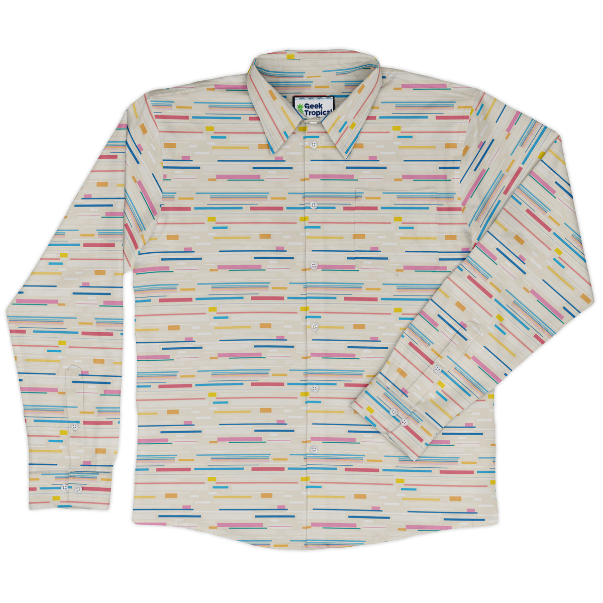 Morse Code Pastel Long Sleeve Button Up Shirt front