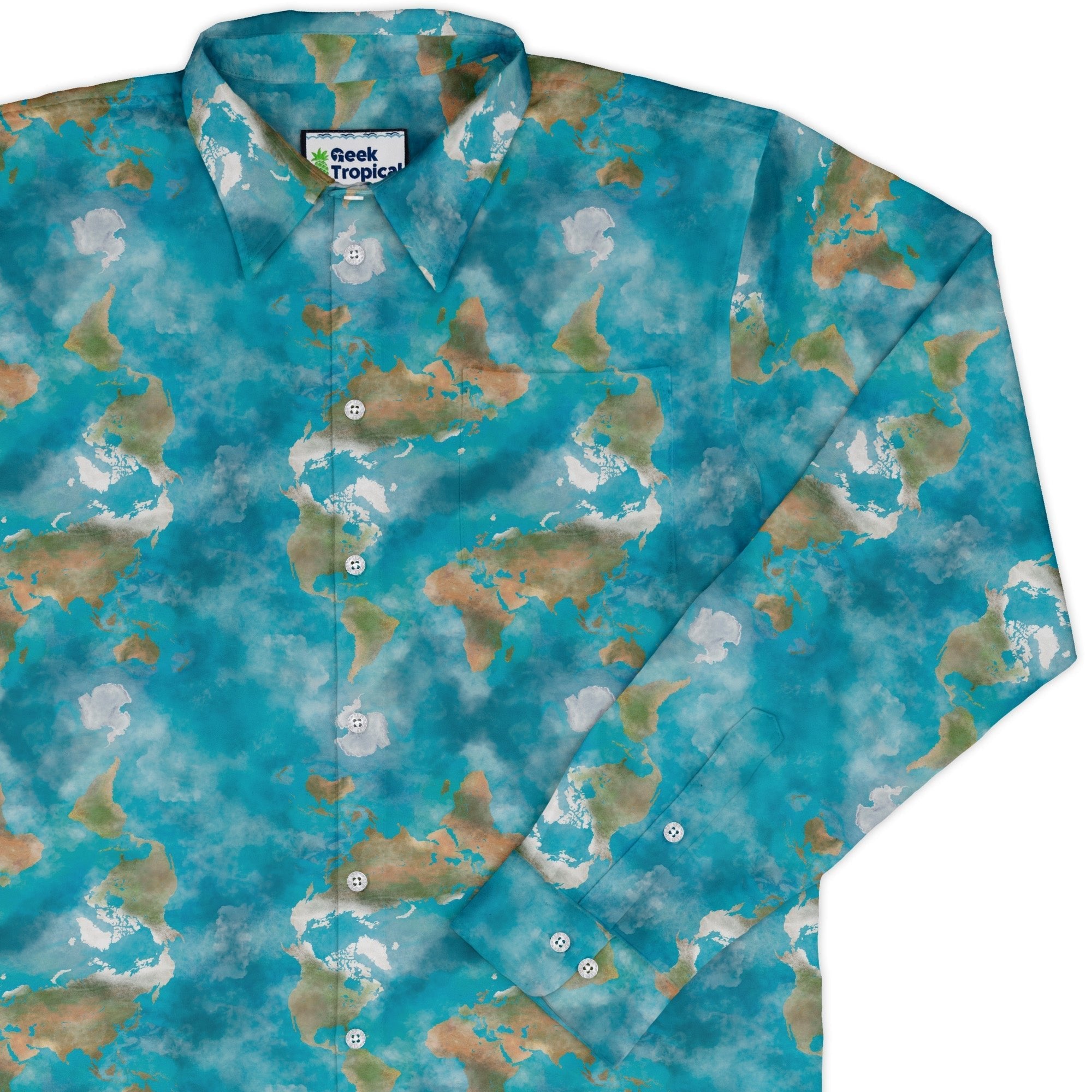 Mother Earth Long Sleeve Button Up Shirt Geek Nerd adult sizing Designs by Nathan FLOW DESC WRITING