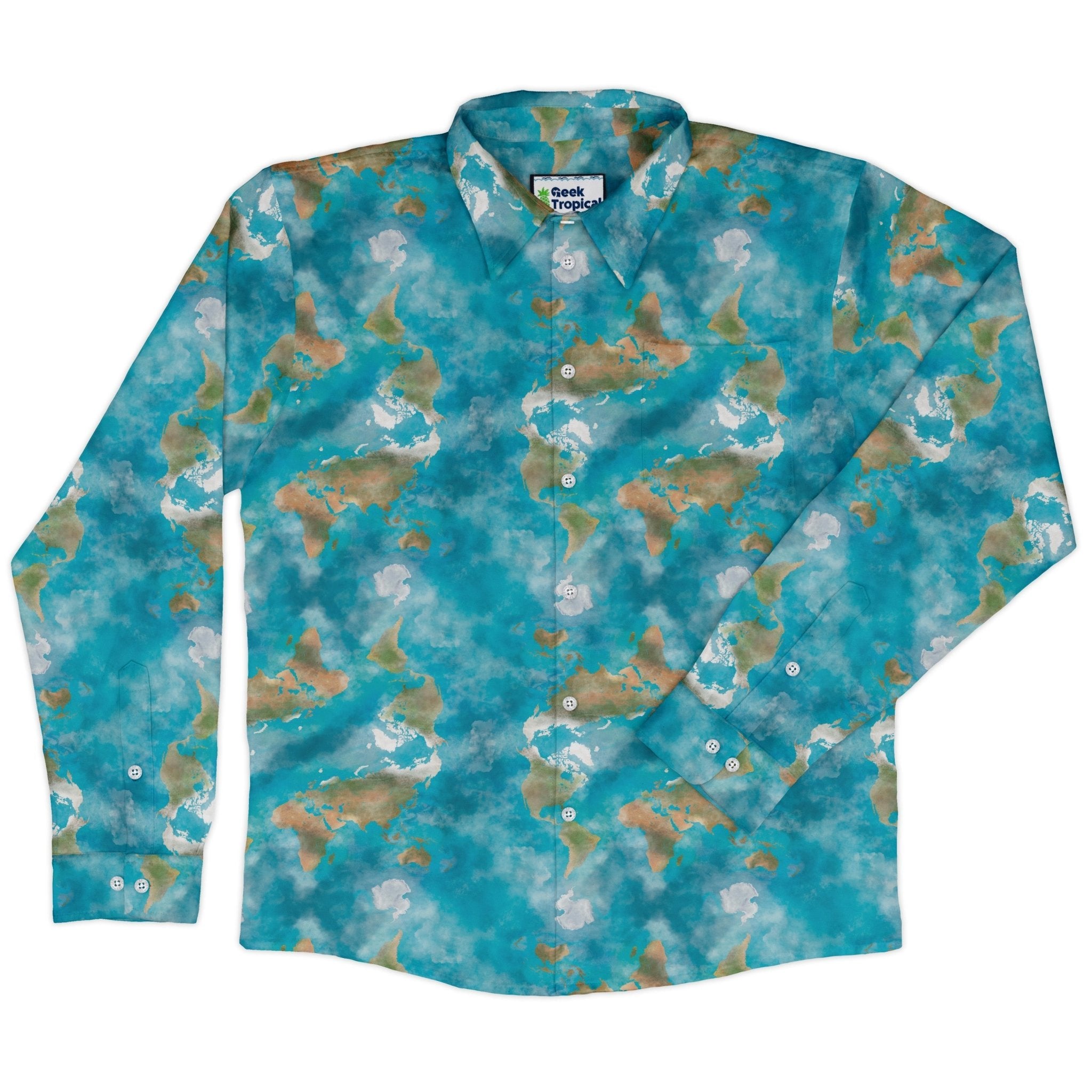 Mother Earth Long Sleeve Button Up Shirt Geek Nerd adult sizing Designs by Nathan FLOW DESC WRITING