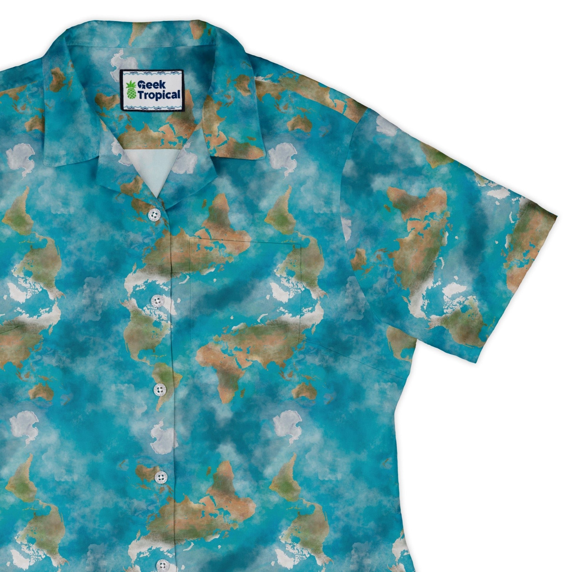 Mother Earth Curvy Button Up Shirt Geek Nerd Designs by Nathan outer space & astronaut print Q3