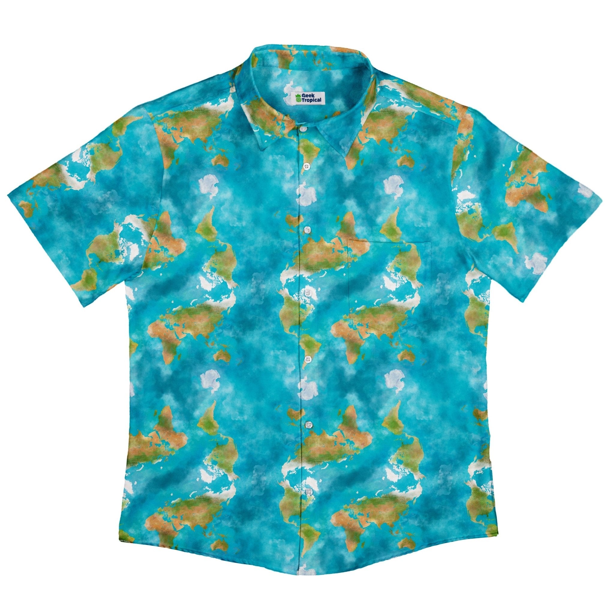 Mother Earth Button Up Shirt - adult sizing - Designs by Nathan - outer space & astronaut print