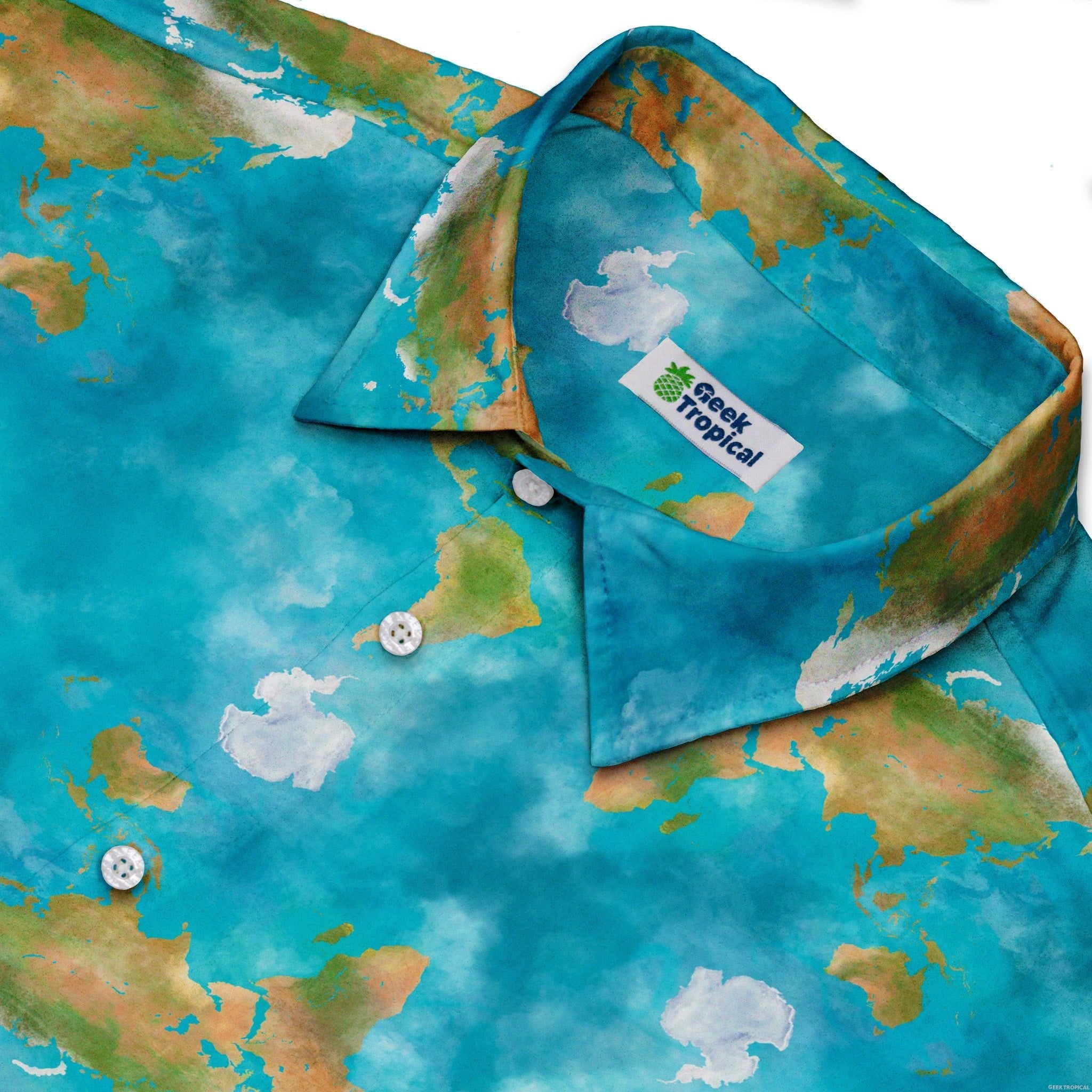 Mother Earth Button Up Shirt - adult sizing - Designs by Nathan - outer space & astronaut print