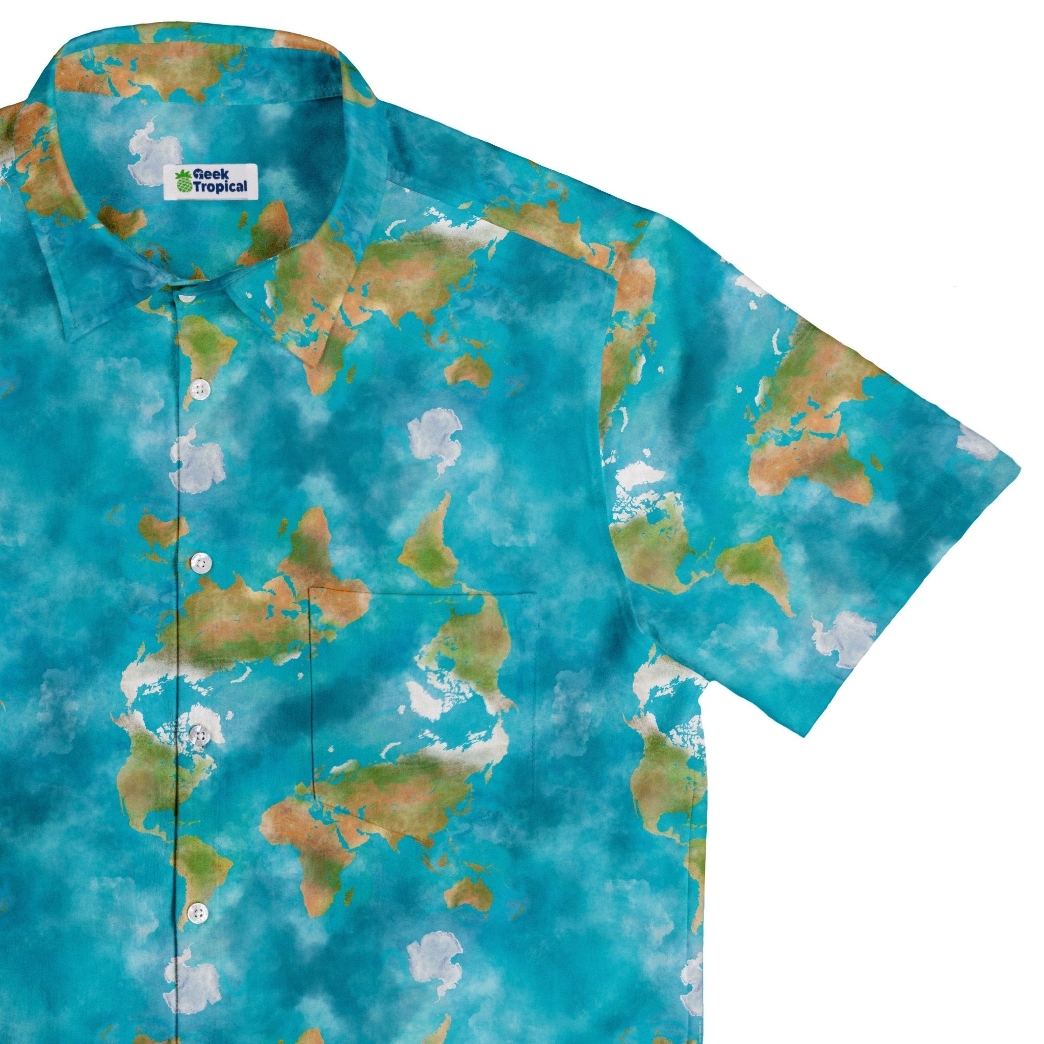 Mother Earth Button Up Shirt - adult sizing - Designs by Nathan - outer space & astronaut print