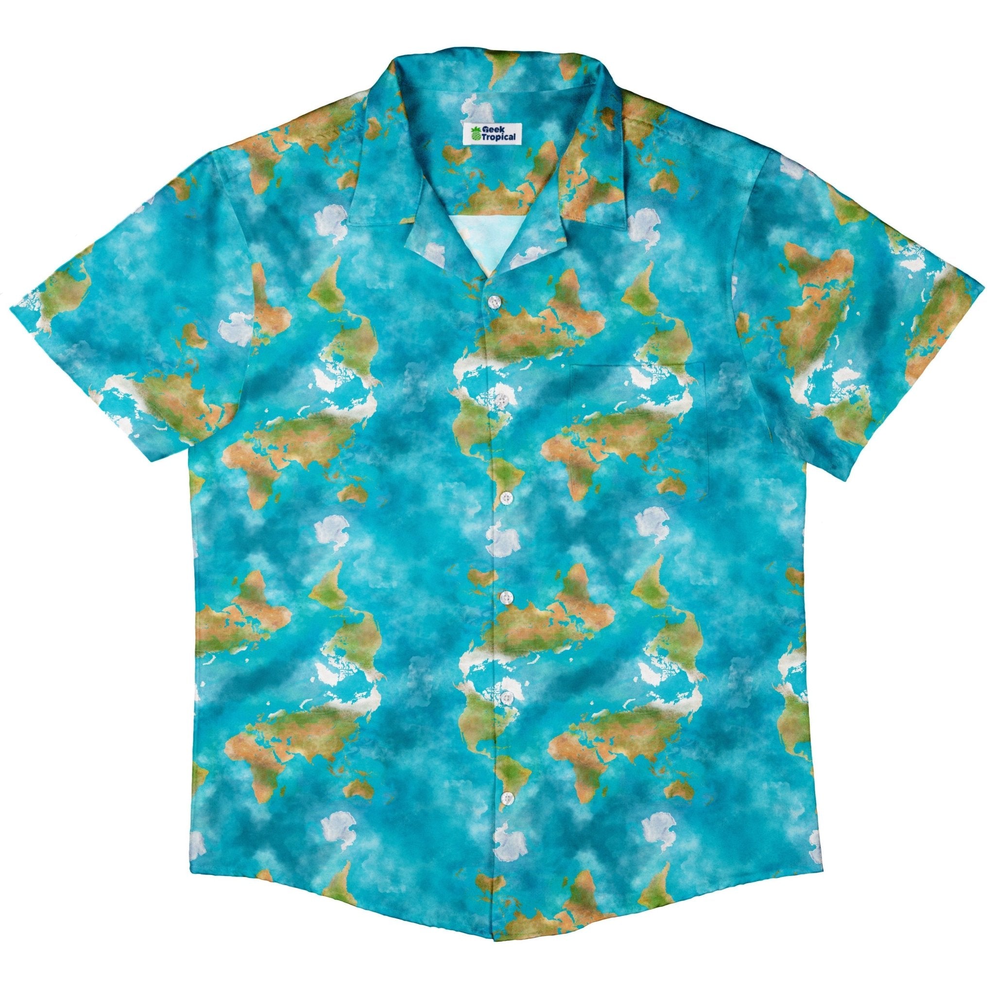 Mother Earth Button Up Shirt - adult sizing - Designs by Nathan - outer space & astronaut print