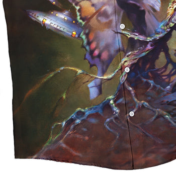 Mothman Button Up Shirt - adult sizing - Design by Frank Frazetta - Fantasy Prints