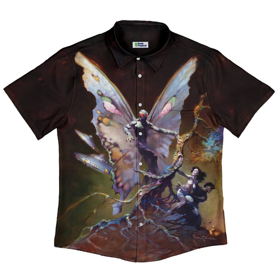 Mothman Button Up Shirt - adult sizing - Design by Frank Frazetta - Fantasy Prints