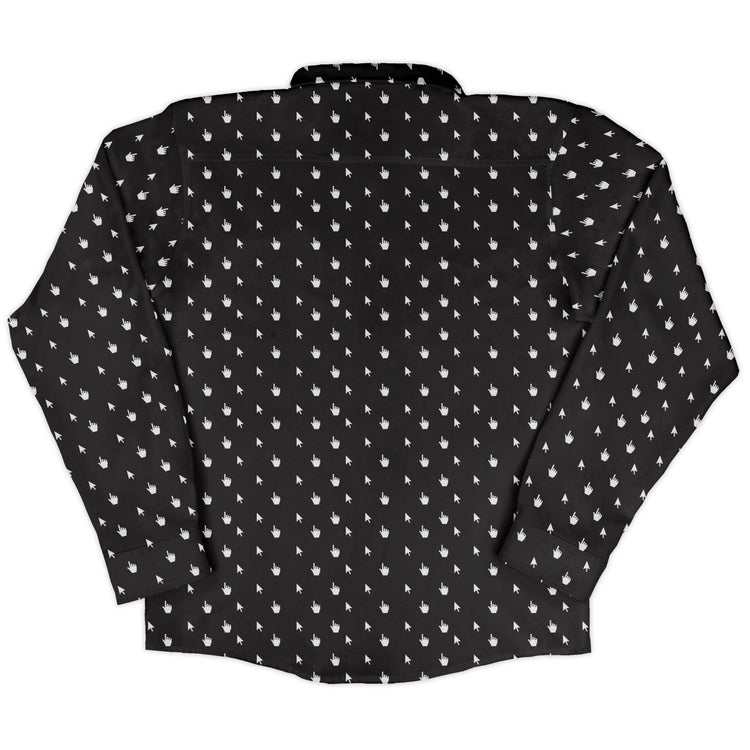 Mouse Pointers Cursor Long Sleeve Button Up Shirt Geek Nerd adult sizing computer print Design by Heather Davenport