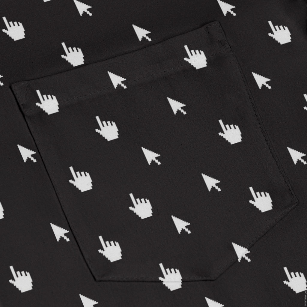 Mouse Pointers Cursor Long Sleeve Button Up Shirt Geek Nerd adult sizing computer print Design by Heather Davenport