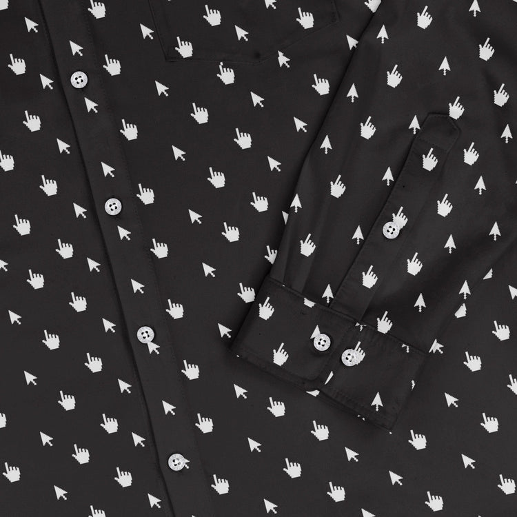 Mouse Pointers Cursor Long Sleeve Button Up Shirt Geek Nerd adult sizing computer print Design by Heather Davenport