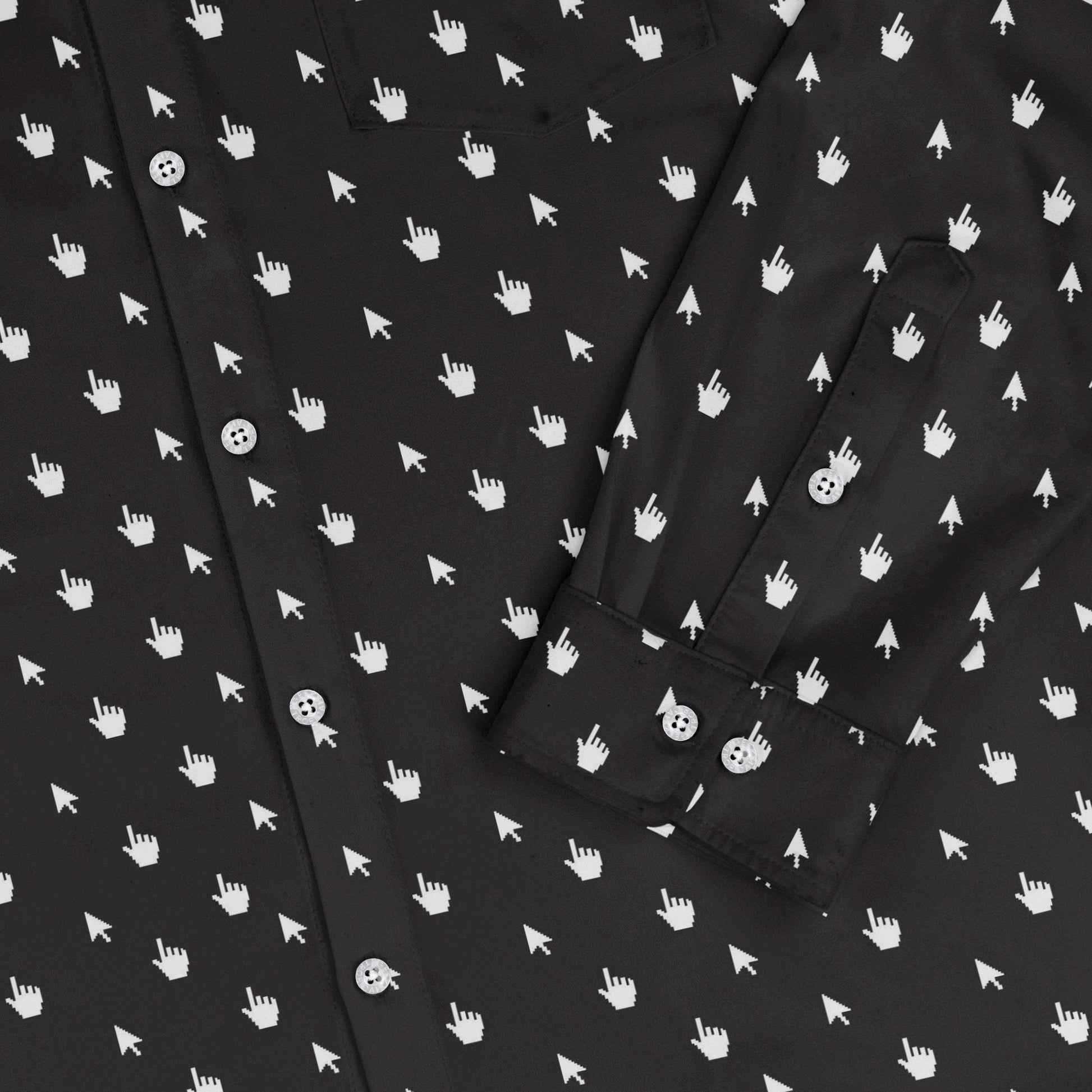 Mouse Pointers Cursor Long Sleeve Button Up Shirt Geek Nerd adult sizing computer print Design by Heather Davenport