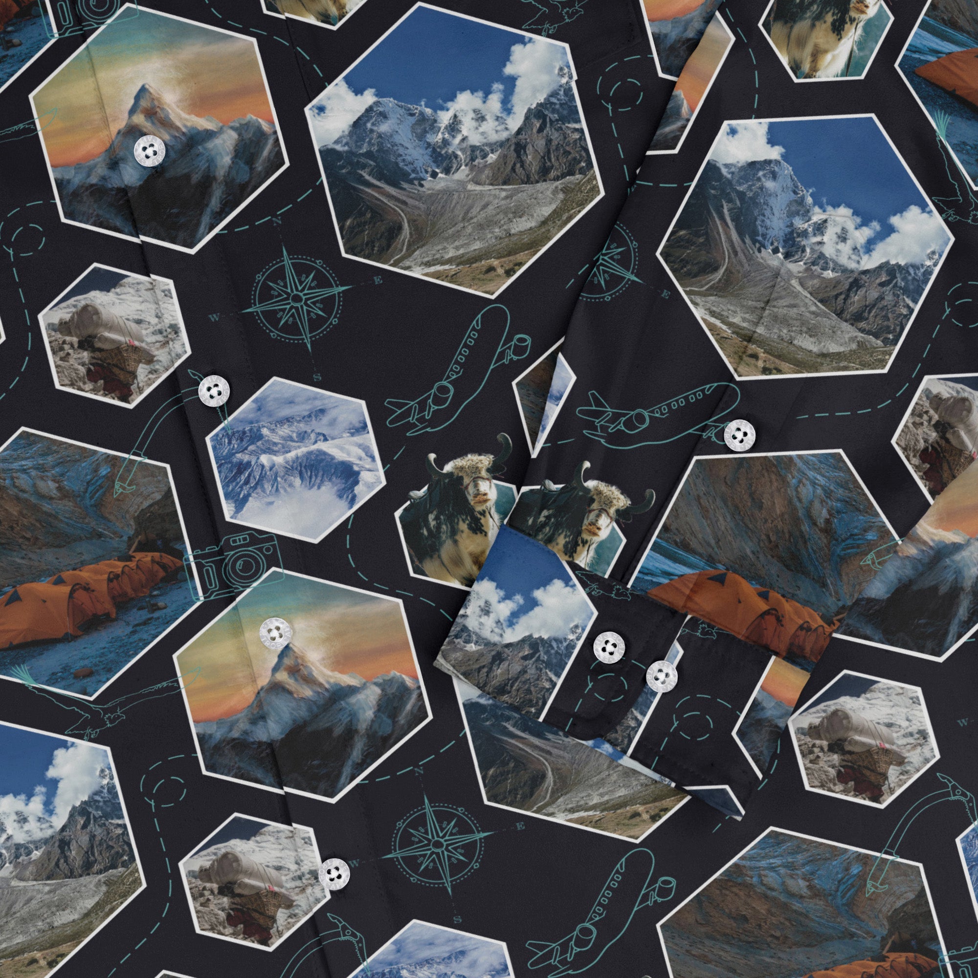 Mt Everest Wonder Long Sleeve Button Up Shirt Geek Nerd 0925 adult sizing All Adult Button Up Shirts