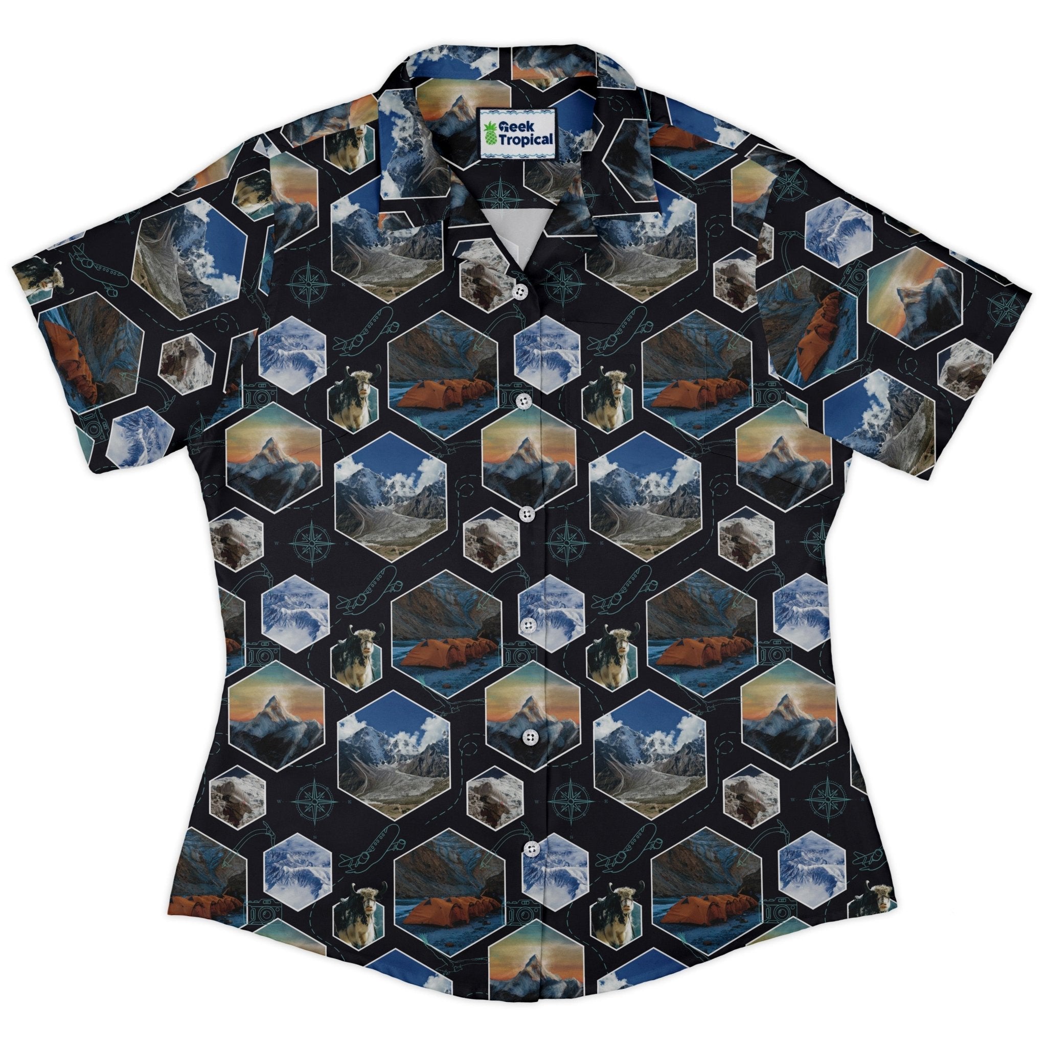Mt Everest Wonder Curvy Button Up Shirt Geek Nerd 0925 All Adult Button Up Shirts Designs by Nathan