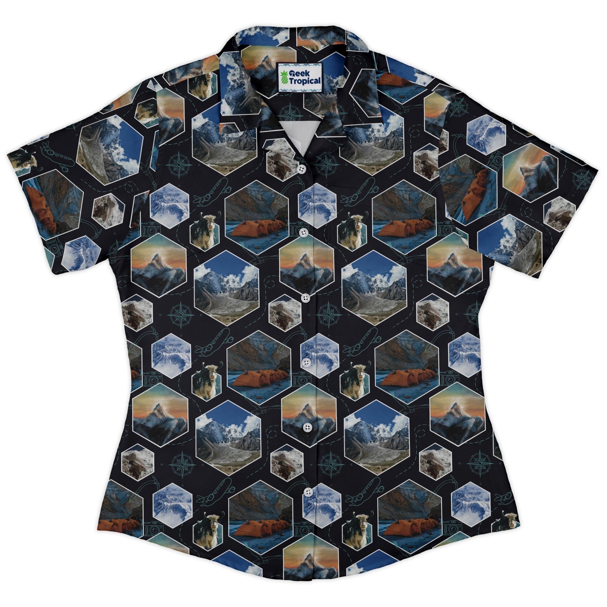 Mt Everest Wonder Curvy Button Up Shirt Geek Nerd 0925 All Adult Button Up Shirts Designs by Nathan