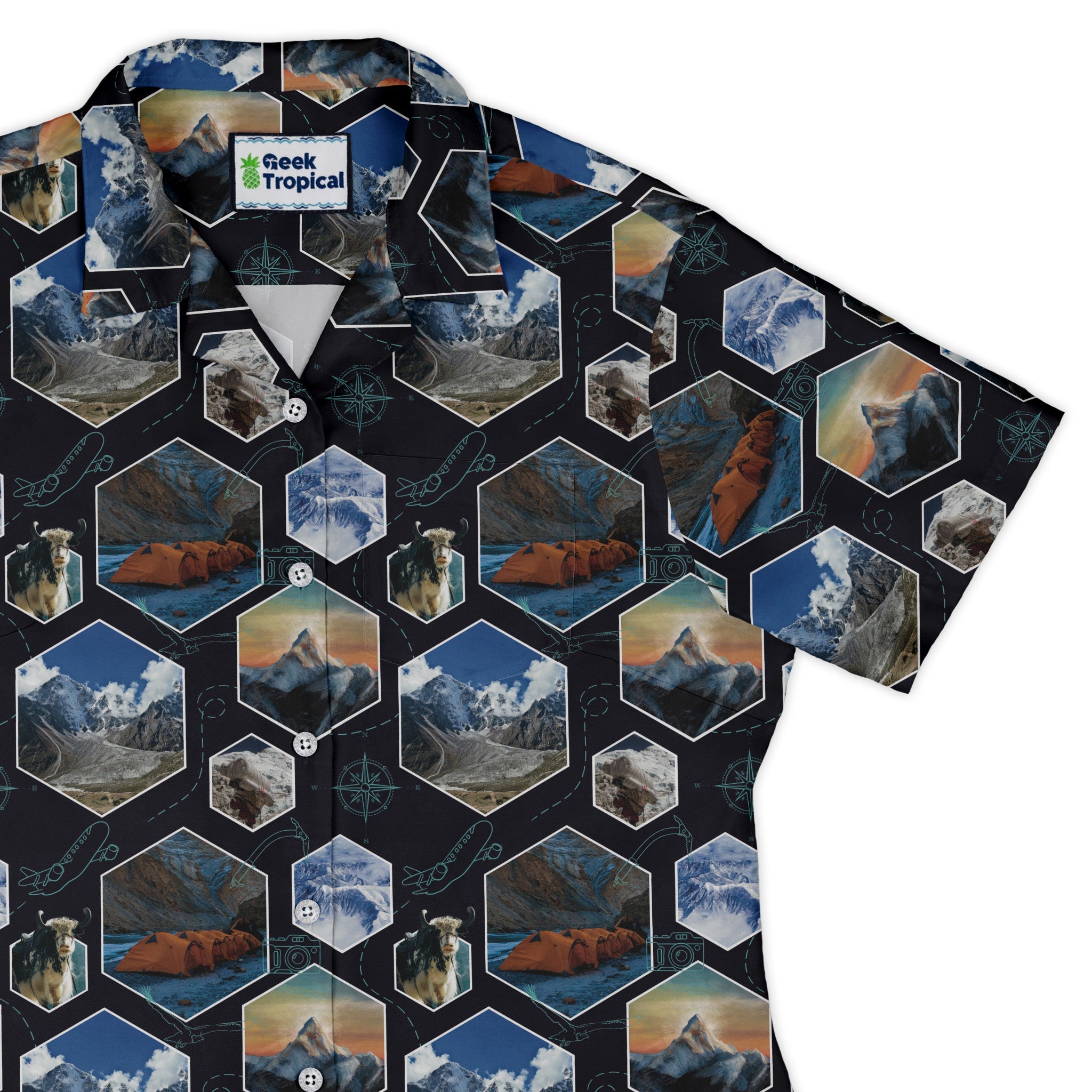 Mt Everest Wonder Curvy Button Up Shirt Geek Nerd 0925 All Adult Button Up Shirts Designs by Nathan