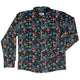 Multi Colored Airplanes on Blue Long Sleeve Button Up Shirt Geek Nerd adult sizing aviation print FLOW DESC WRITING