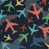 Multi Colored Airplanes on Blue Long Sleeve Button Up Shirt Geek Nerd adult sizing aviation print FLOW DESC WRITING