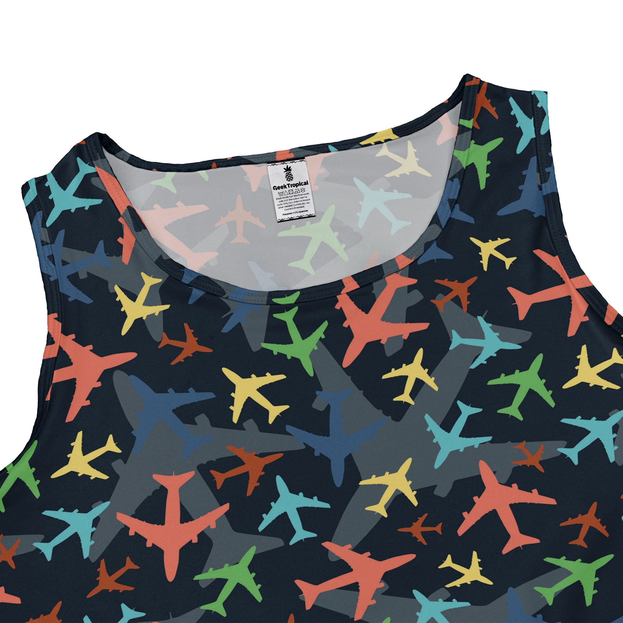 Multi Colored Airplanes On Blue Dress Geek Nerd aviation print lx - C