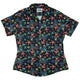 Multi Colored Airplanes on Blue Curvy Button Up Shirt Geek Nerd aviation print women