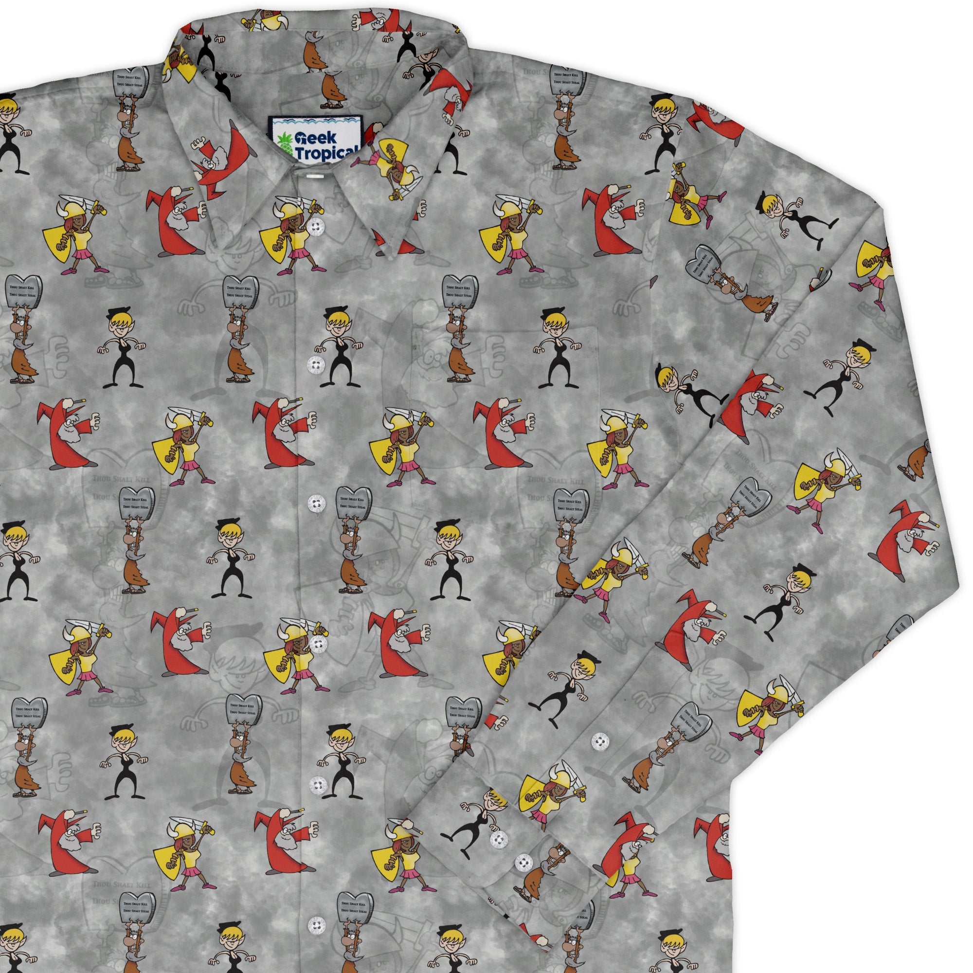 Munchkin Classes Long Sleeve Button Up Shirt Geek Nerd board game print Designs by Nathan FLOW DESC WRITING