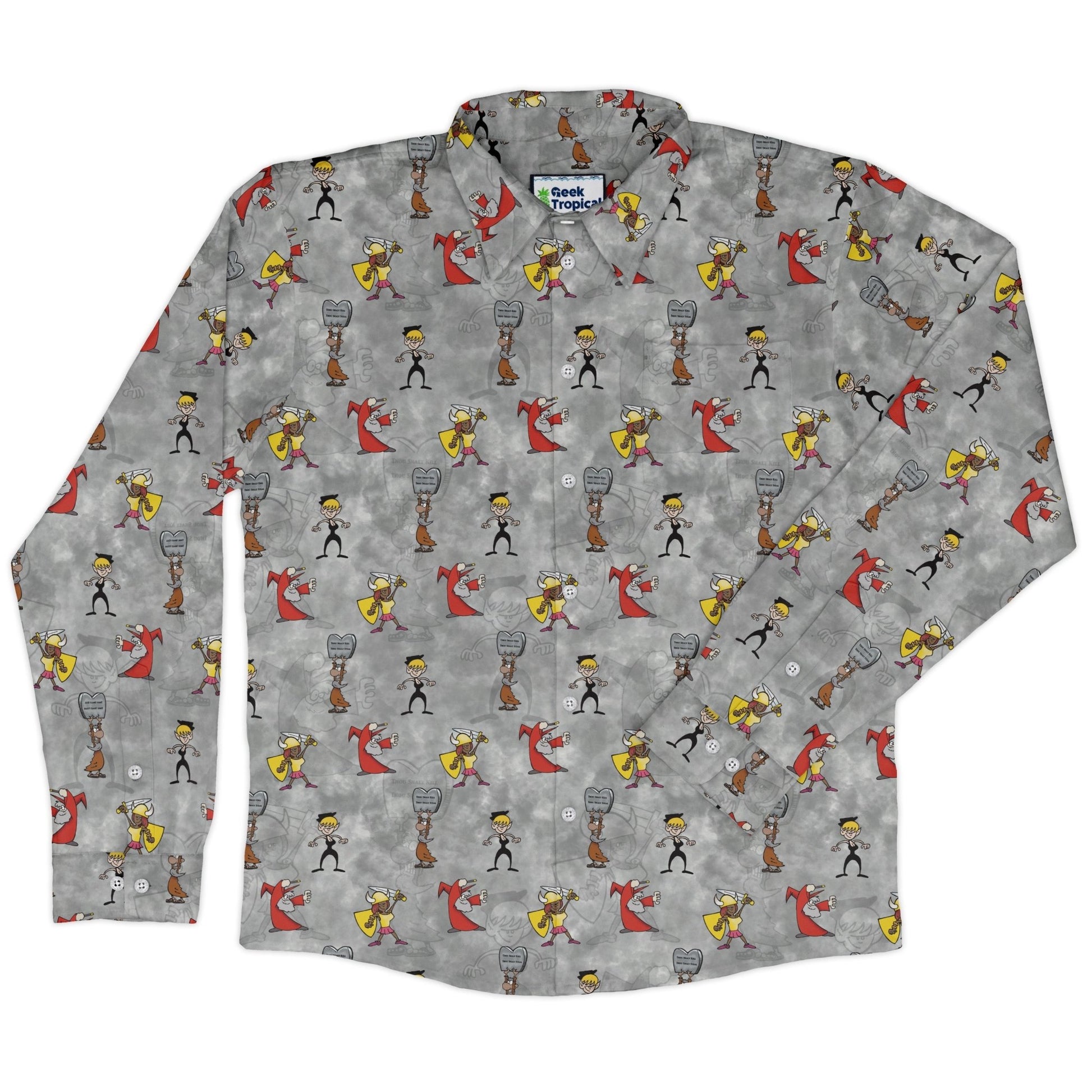 Munchkin Classes Long Sleeve Button Up Shirt Geek Nerd board game print Designs by Nathan FLOW DESC WRITING