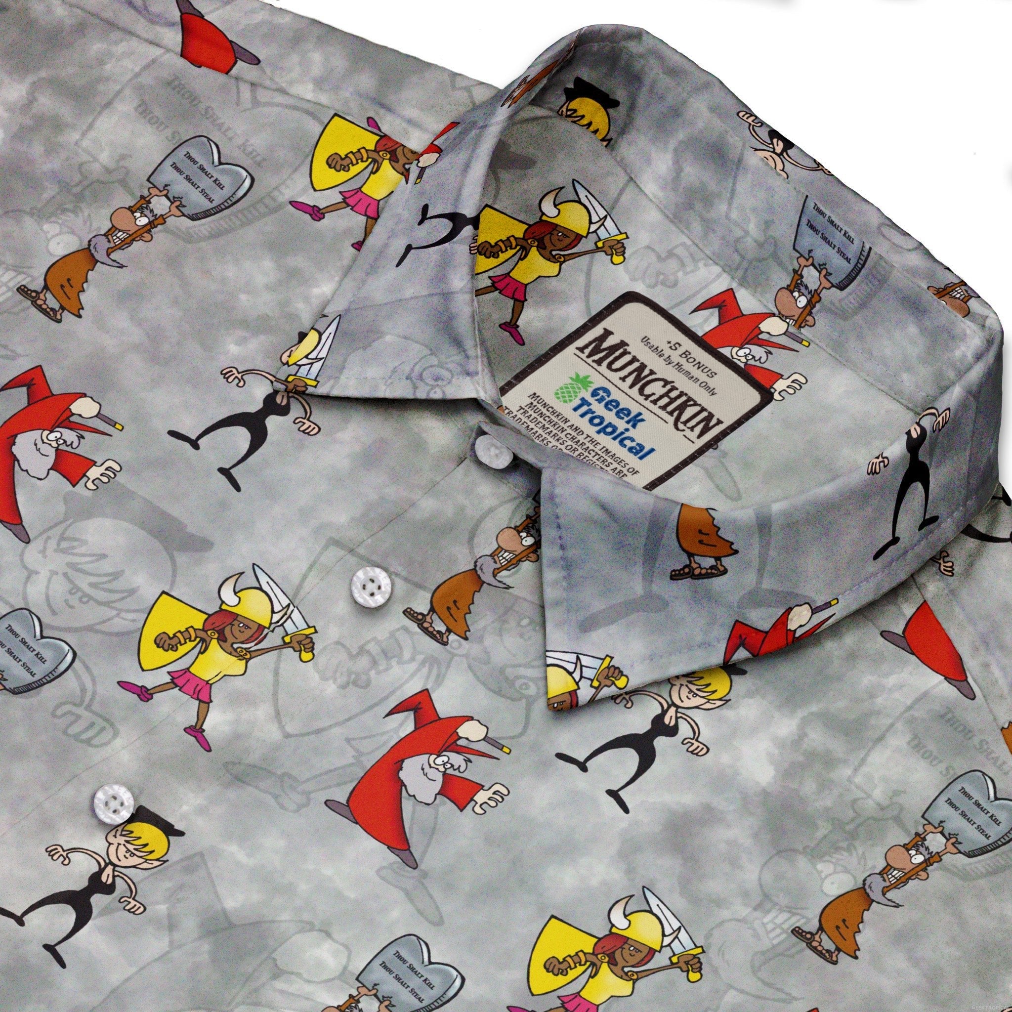 Munchkin Classes Button Up Shirt - board game print - Designs by Nathan - Munchkin print