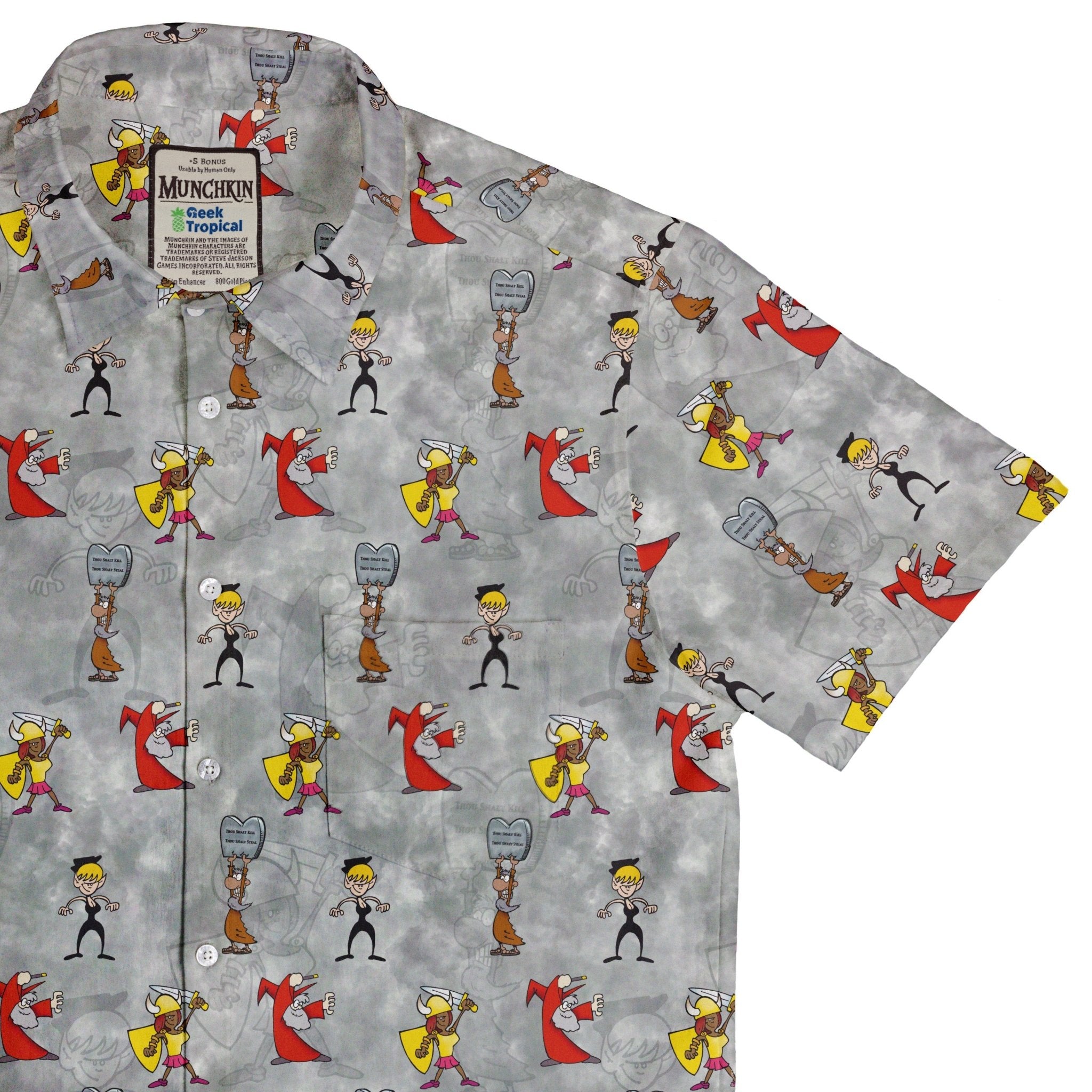 Munchkin Classes Button Up Shirt - board game print - Designs by Nathan - Munchkin print