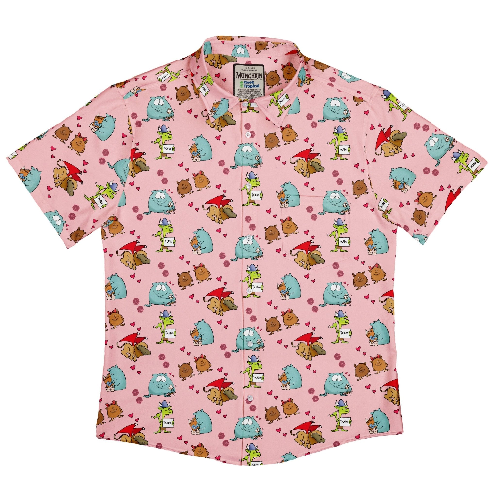 Munchkin Cuties Button Up Shirt - board game print - Design by Heather Davenport - Munchkin print