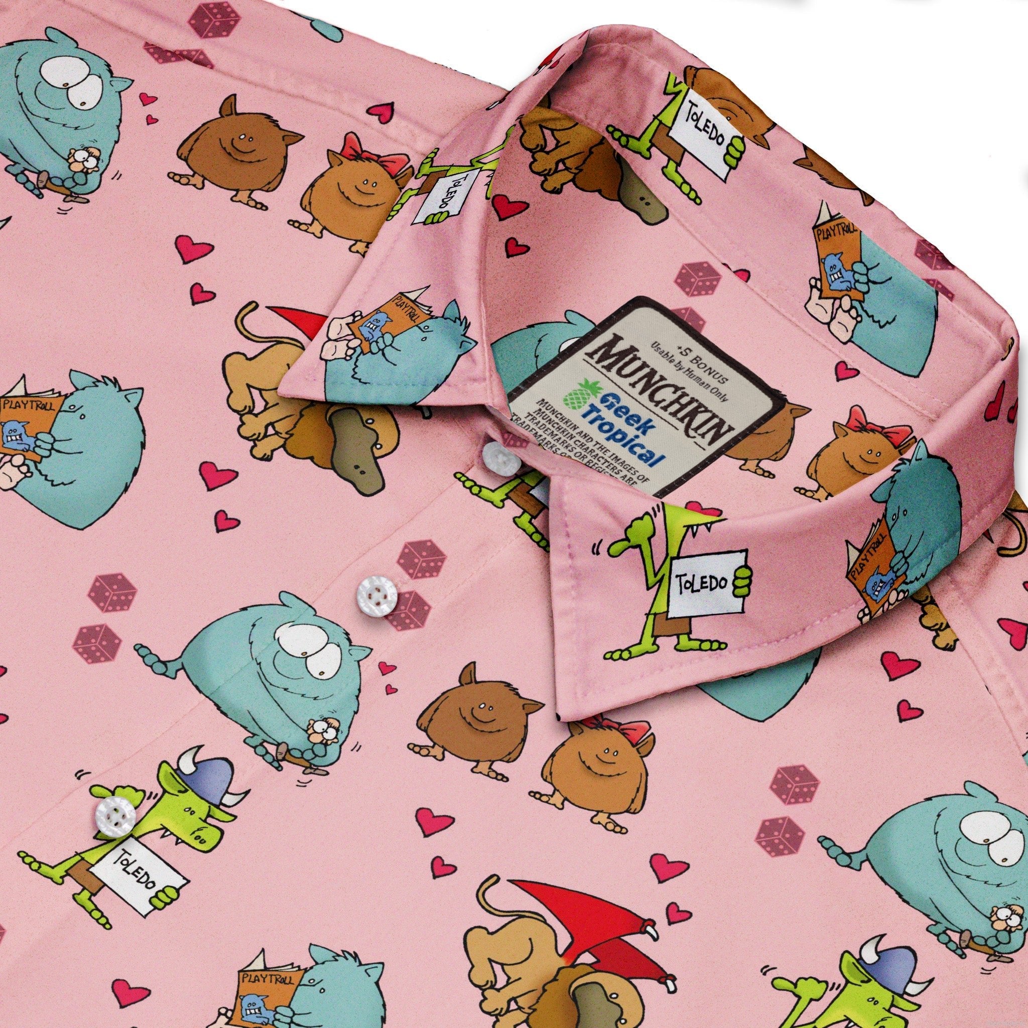 Munchkin Cuties Button Up Shirt - board game print - Design by Heather Davenport - Munchkin print