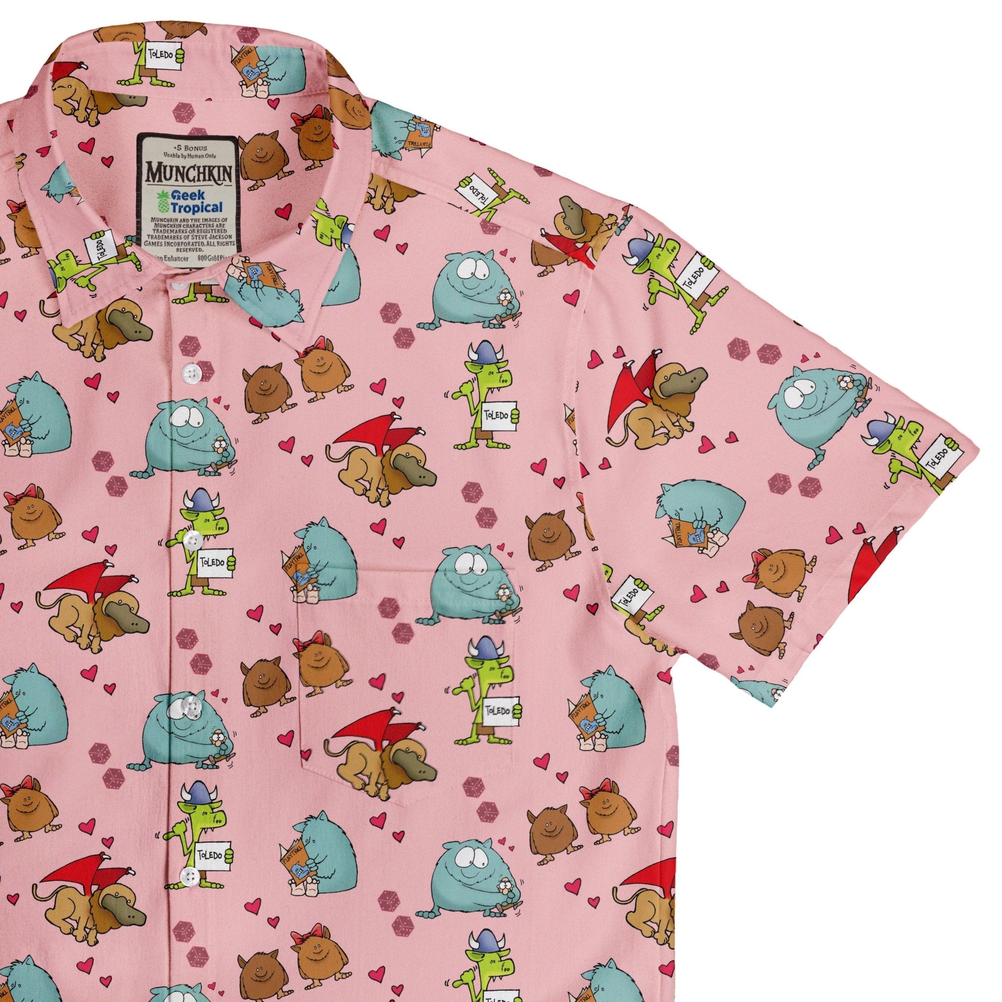 Munchkin Cuties Button Up Shirt - board game print - Design by Heather Davenport - Munchkin print