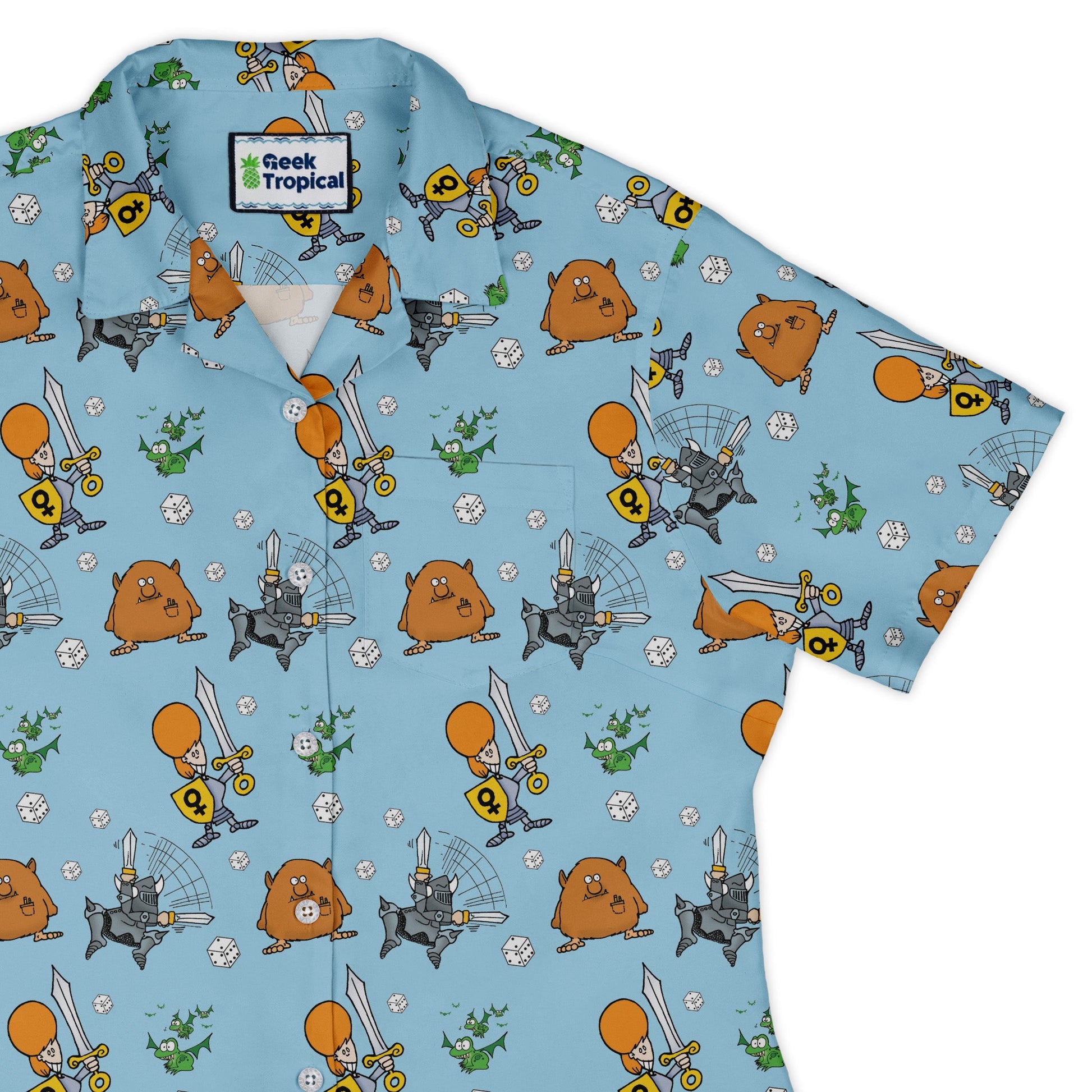 Munchkin Dicey Curvy Button Up Shirt Geek Nerd women