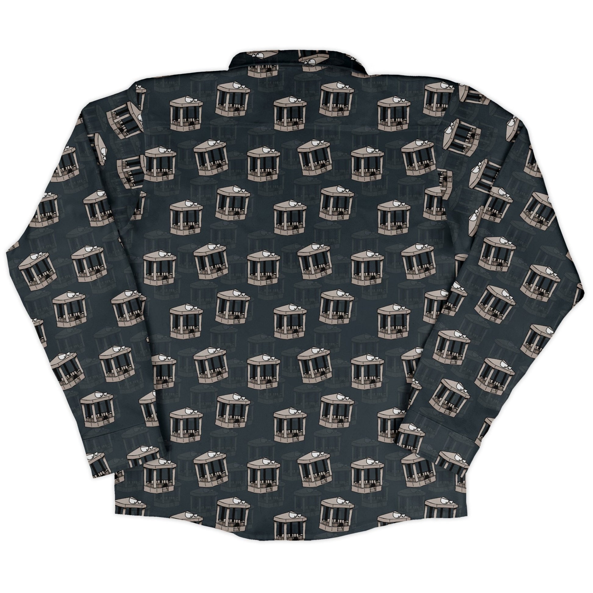 Munchkin Gazebos Long Sleeve Button Up Shirt Geek Nerd board game print Design by Dunking Toast FLOW DESC WRITING