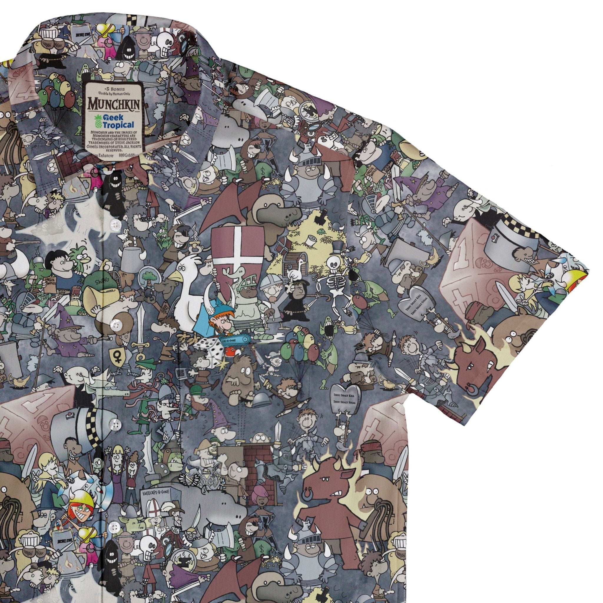 Munchkin Mashup Mania Button Up Shirt - board game print - Designs by Nathan - Munchkin print