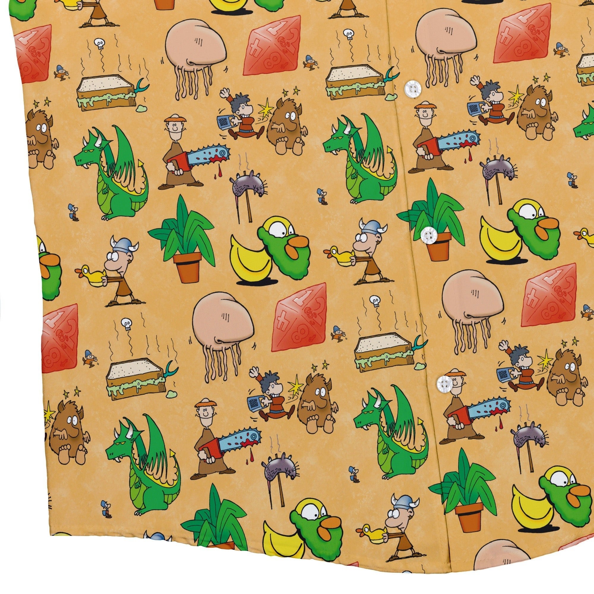 Munchkin Mayhem Button Up Shirt - board game print - Designs by Nathan - Munchkin print